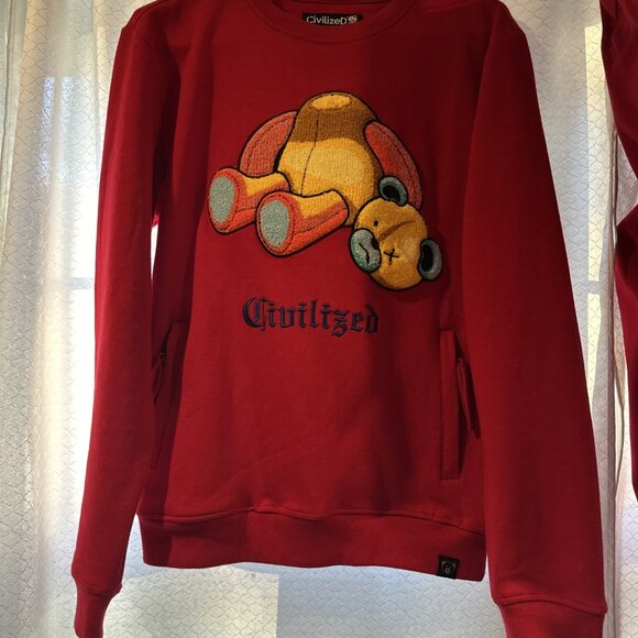 CIVILIZED BEAR CORE HOODIE SET Men’s Size M Red Cozy Preppy Y2k Vtg Retro - Picture 3 of 7